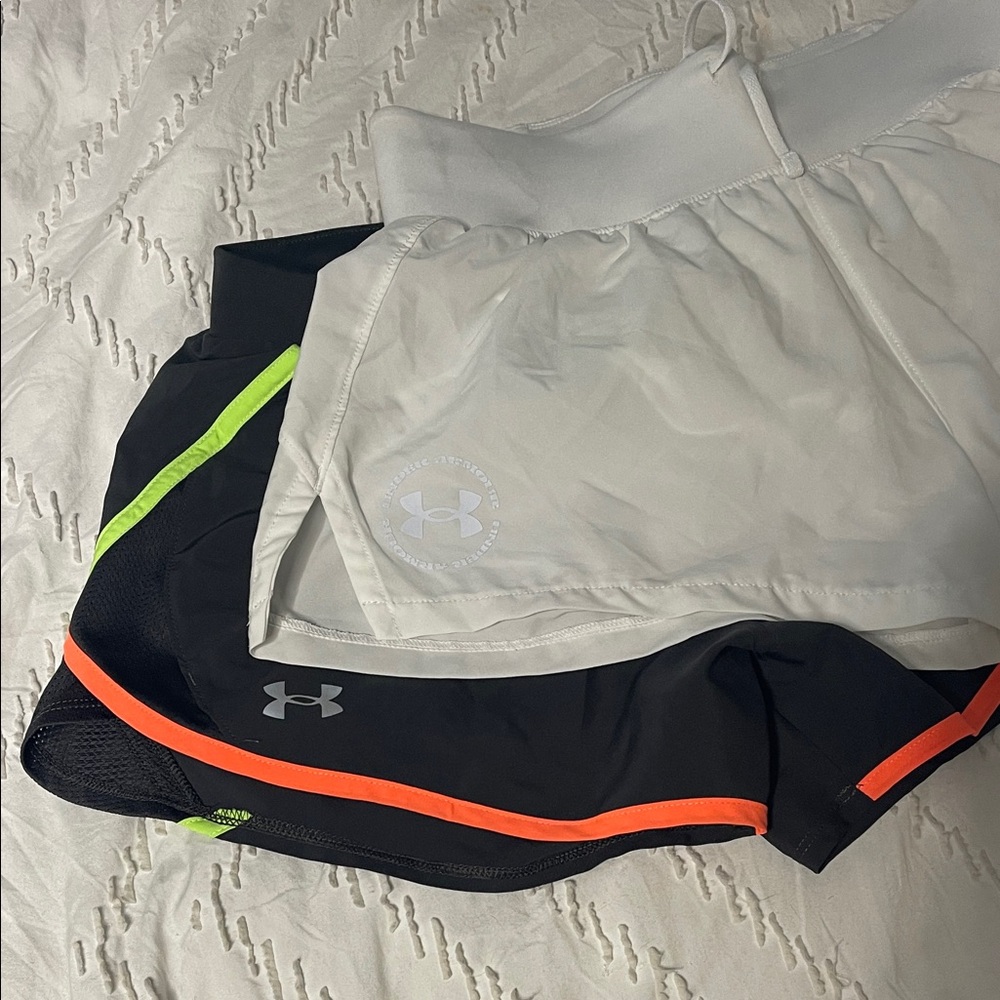 Under Armour Black and White Shorts with Neon Accents